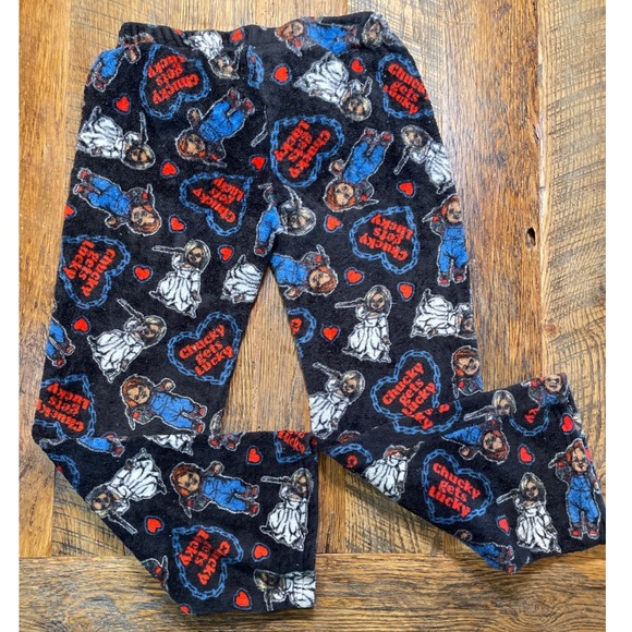 Bride of Chucky Gets Lucky Fleece Pajama Pants Horror Movie Lounge Bottoms Black - Picture 4 of 4